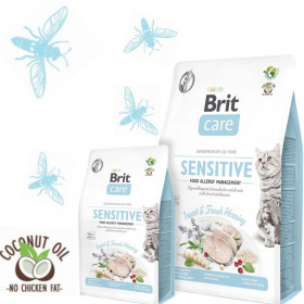 Хипоалергенна суха храна Brit Care Cat Grain-Free Insect с протеин от насекоми и прясна херинга, за котки с различни кожни и храносмилателни проблеми